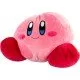 An official 35cm Kirby plush toy from Tomy, with a soft, rounded shape and a pink body.