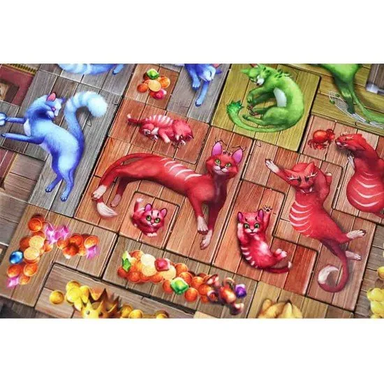 The Isle of Cats: Kittens + Beasts expansion box cover showing small kittens, large beasts, and cats on a small boat