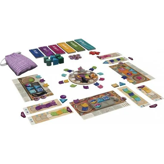 Knitting Circle board game box art showing cozy kittens, yarn tiles, and knitted garments