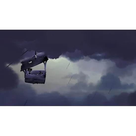 Hand-drawn art of a character and a puppy walking through a vibrant, musical forest