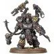 A Citadel miniature of Kravek Morne in heavy Chaos Terminator armour wielding a massive hammer and fitted with mechanical tendrils