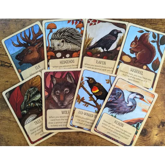 Leaf Season of the Bear expansion box featuring bear lynx and wolf forest artwork for the Leaf tile placement board game