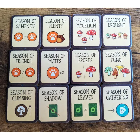 Leaf Season of the Bear expansion box featuring bear lynx and wolf forest artwork for the Leaf tile placement board game