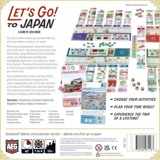 Colourful activity cards featuring Japanese landmarks and food arranged in a seven-day calendar layout