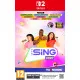 Nintendo Switch 2 game case for Let's Sing 2027 depicting colorful avatars performing on a brightly lit concert stage