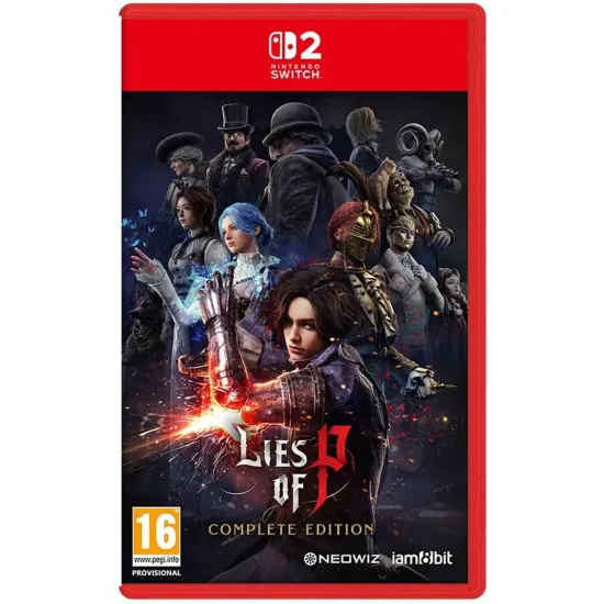 A Nintendo Switch 2 game case showing a mechanical puppet with a metallic left arm holding a curved sabre against a dark Belle Epoque city backdrop