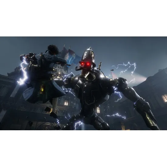 A Nintendo Switch 2 game case showing a mechanical puppet with a metallic left arm holding a curved sabre against a dark Belle Epoque city backdrop