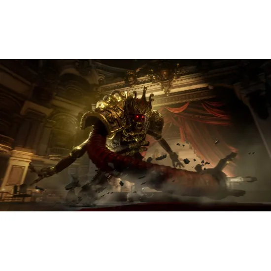 A Nintendo Switch 2 game case showing a mechanical puppet with a metallic left arm holding a curved sabre against a dark Belle Epoque city backdrop