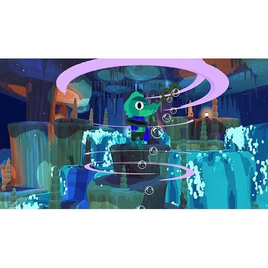 Lil Gator Game PS5 cover featuring a cute alligator with a stick sword and cardboard shield in a vibrant forest