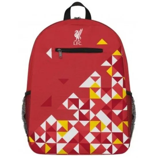 Liverpool FC Particles Backpack showing the red particle pattern and the LFC Liverbird crest