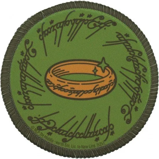 Large black and gold desk pad featuring the One Ring inscription and a matching circular coaster