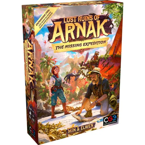 Lost Ruins of Arnak The Missing Expedition expansion box featuring Professor Kutil mystery and jungle exploration campaign artwork