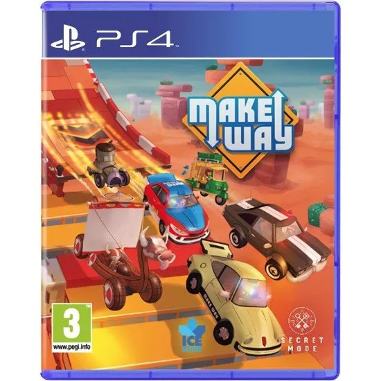Make Way PS4 box art showing colourful cars racing on a custom-built loop track