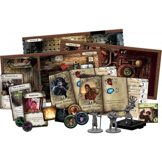 Mansions of Madness Beyond the Threshold expansion box art featuring a dark ritual and mysterious investigators