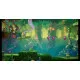 A Nintendo Switch game case depicting the yellow spotted Marsupilami family bouncing and soaring over ancient tropical ruins whilst fighting off dancing enemies