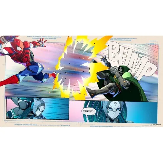 Captain America and Iron Man engaging in high-speed anime-style combat against a vibrant Marvel backdrop