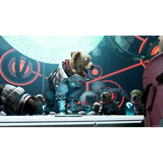 Nintendo Switch 2 game case for Marvel's Guardians of the Galaxy Encore Edition showing Star-Lord, Gamora, Drax, Rocket, and Groot in glam rock outfits