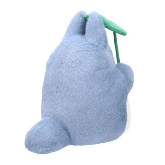Medium Blue Totoro plush in a dynamic dancing pose with raised arms and a joyful expression