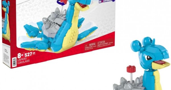 MEGA Construx Pokémon Lapras – 529 Bloques De Construcción Con Movimiento, 17 Cm De Alto, Patas Articuladas – Para Fans +8 Años