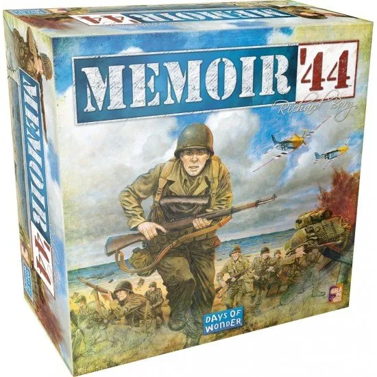 Memoir '44 Refresh board game box art showing detailed WWII miniatures (infantry and tanks) on a hexagonal battlefield map, possibly depicting a beach landing