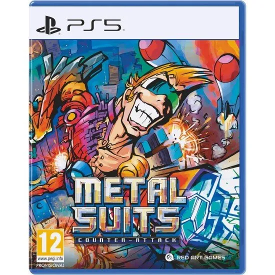 Metal Suits Counter Attack PS5 box art showing Kevin in a combat suit with space background