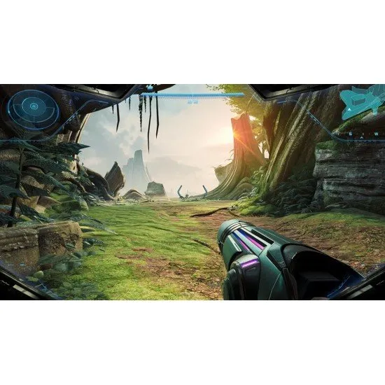 The box art for Metroid Prime 4: Beyond on Nintendo Switch, featuring Samus Aran in her Power Suit and a mysterious, alien planet in the background.
