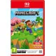 Nintendo Switch 2 game case for Minecraft showing iconic blocky landscapes, Steve, and Alex building structures