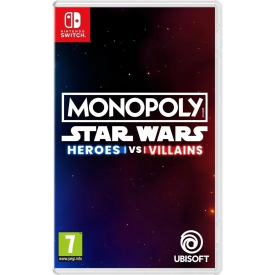 A portable Nintendo Switch screen showing a Star Wars themed Monopoly board with character tokens