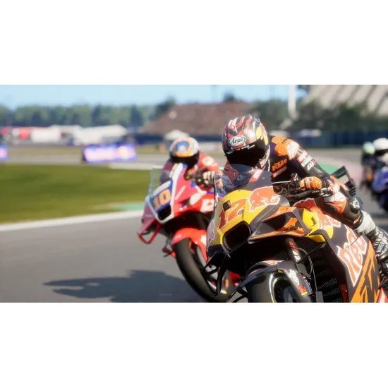 MotoGP 26 Day One Edition PS5 cover showing riders leaning into a turn on a sunlit track