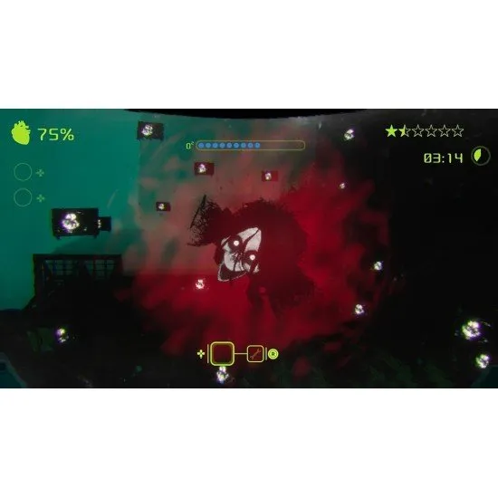 A group of divers in yellow suits retrieving a body from a dark, overgrown underwater lab