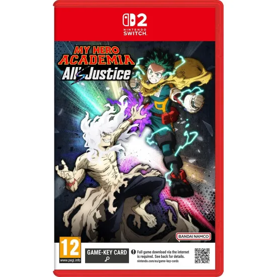 A Nintendo Switch 2 game case showing Deku in his final full-powered form clashing against Shigaraki with Bakugo and All For One visible in the background