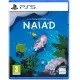 Naiad diving through a calm lake surrounded by butterflies and rabbits in a hand-crafted art style