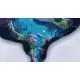 A colourful and artistic top-down view of Naiad swimming through a vibrant river filled with fish and flora