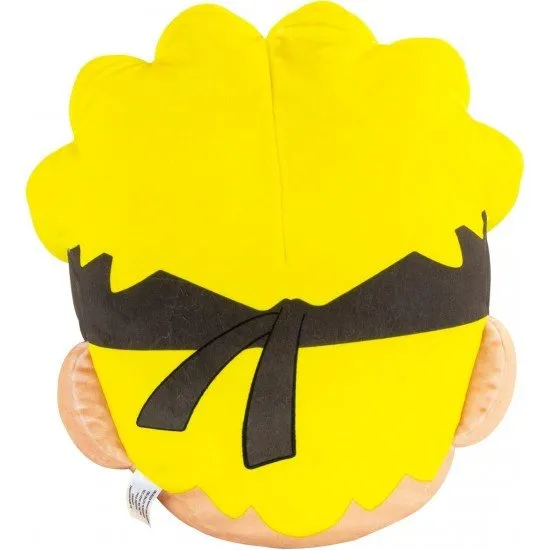 An official 15-inch Naruto Head plush toy from the Club Mocchi Mocchi collection, with a soft, squishy texture.