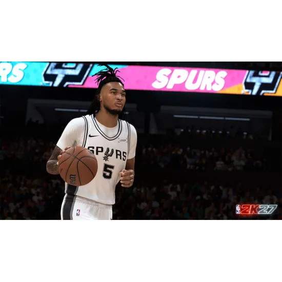 Xbox Series X game case for NBA 2K27 featuring dynamic action artwork of an NBA star in a basketball arena