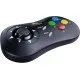 A sleek black wireless gamepad featuring the signature NEOGEO four-button layout and micro-switched thumbstick