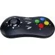 A sleek black wireless gamepad featuring the signature NEOGEO four-button layout and micro-switched thumbstick
