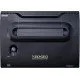 The sleek black NEOGEO AES+ console alongside its signature arcade-grade joystick controller
