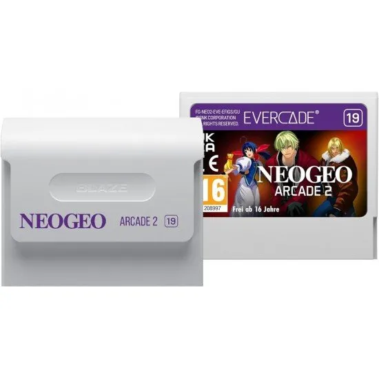 NeoGeo Arcade 2 Evercade cartridge box art showing characters from Garou, Metal Slug 2, and other included classics