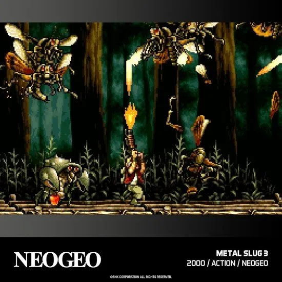 NeoGeo Arcade 3 Evercade cartridge box art showing characters from King of Fighters, Metal Slug 3, and Twinkle Star Sprites