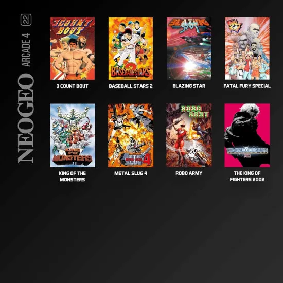 An Evercade game cartridge box displaying vibrant arcade sprites from Metal Slug 4 and Blazing Star alongside the official NEOGEO and Blaze branding