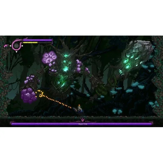 NetherWorld Switch The box art for the physical edition of NetherWorld on Nintendo Switch, showing the pixel art protagonist Medoo in a surreal and twisted setting.