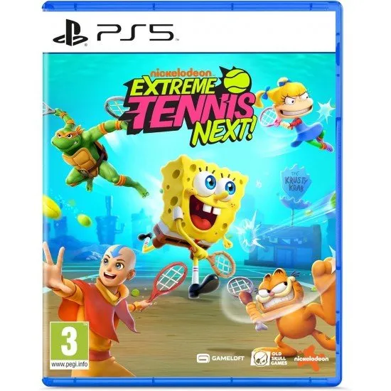 Nickelodeon characters playing a high-energy tennis match on a vibrant court in 4K