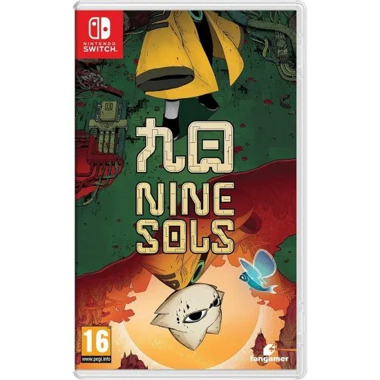 Nine Sols Nintendo Switch case showing Yi preparing his bow against a cyberpunk background
