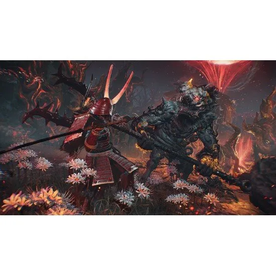 Nioh 3 PS5 box art showing a samurai/ninja character fighting formidable yokai in a dark, stylized open field setting