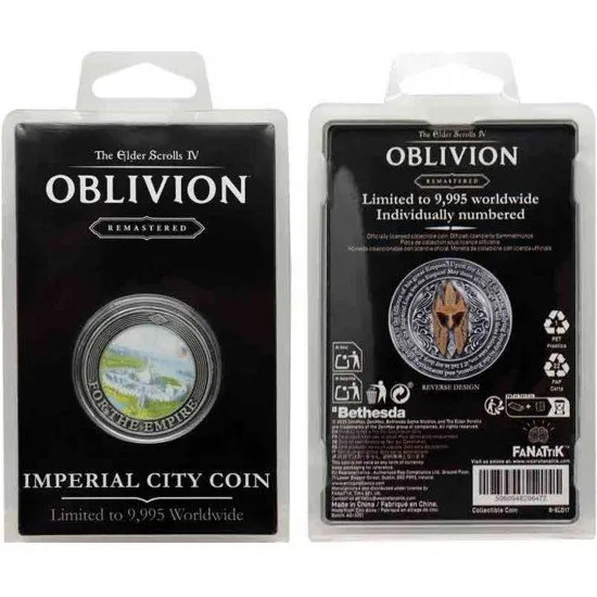 The Elder Scrolls IV Oblivion Imperial City Coin showing the Imperial Palace design and antique nickel finish