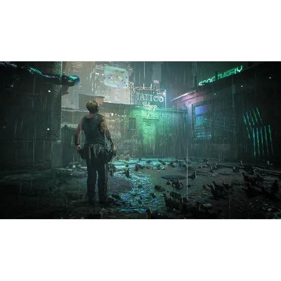 Nintendo Switch 2 game case for Observer System Redux Limited Edition showing Daniel Lazarski in a neon-lit dystopian setting