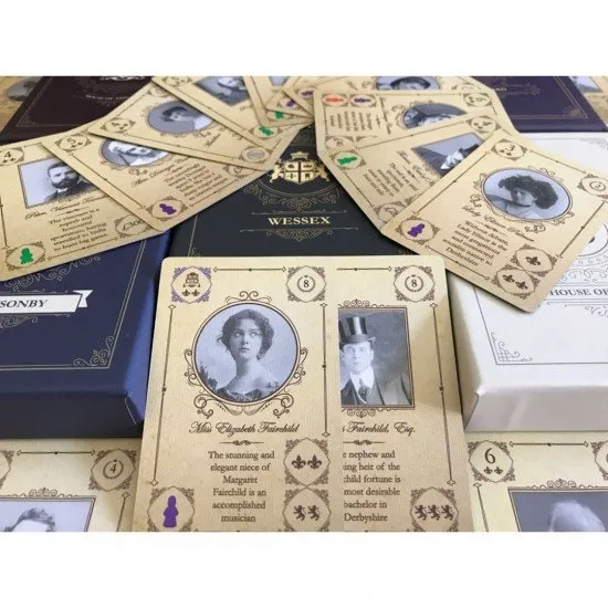 Obsession 2nd Edition Kayenta Games Victorian Strategy Board Game Obsession 2nd Edition board game box art showing a Victorian manor house and several aristocratic characters