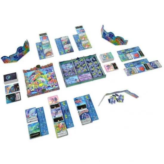 Oceans board game box showing a complex, vivid illustration of marine life and deep-sea creatures