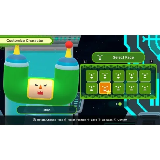 Once Upon a Katamari Switch box art showing The Prince of All Cosmos rolling a giant Katamari ball over various historical landscapes (Jurassic, Ice Age, Japan)